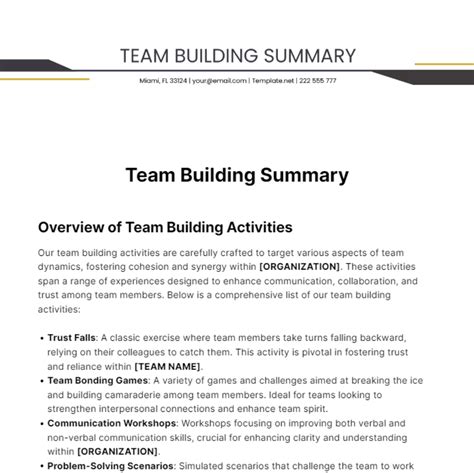 Team Building Statement Examples