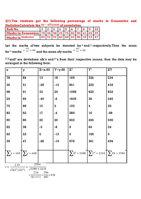 M3 - Question answer - Q1) Ten students got the following percentage of ...