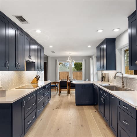 Small Kitchen Navy Cabinets at Ana Means blog