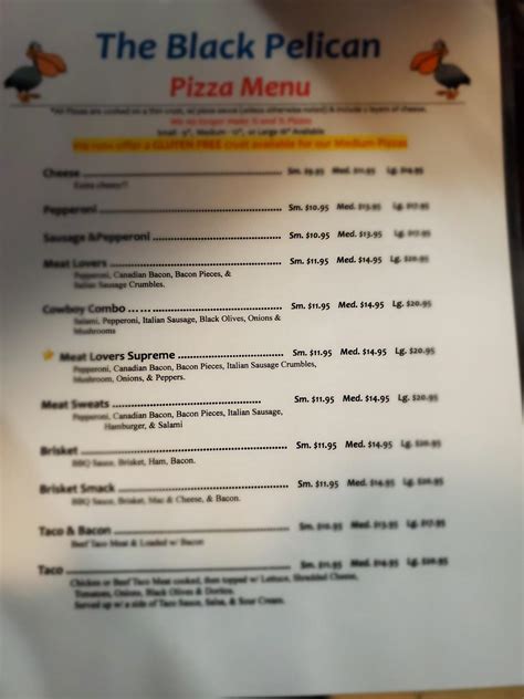 Menu at The Black Pelican Bar & Grille - Katering & Kegs, Wyndmere