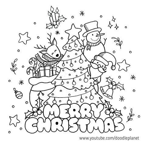 Cute Christmas Doodle 🎄 | Merry christmas coloring pages, Christmas ...