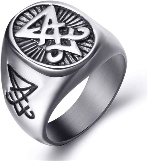 Buy ELFASIO Sigil of Lucifer Rings for Men Satanic Satan Demon Devil ...