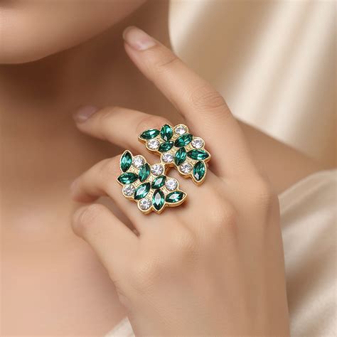 PRAO Ring Anti-Tarnish Leafy Crystal (Adjustable Size)