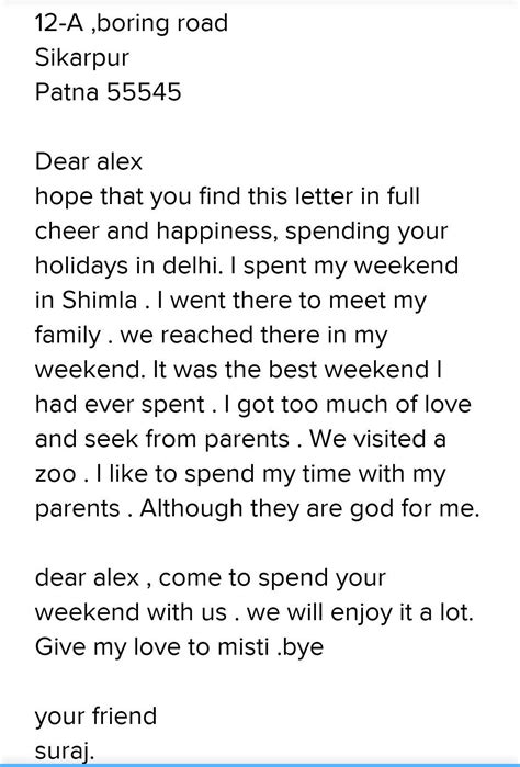 Write a letter to a friend about your weekend - Brainly.in