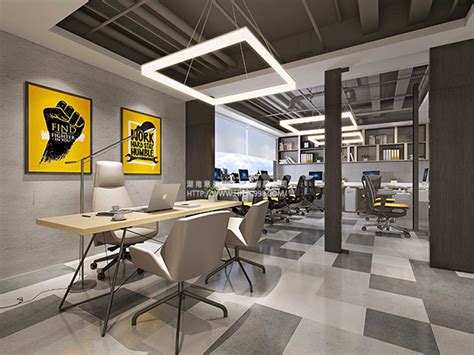 办公空间50平米装修案例_效果图 - 办公室设计 - 设计本