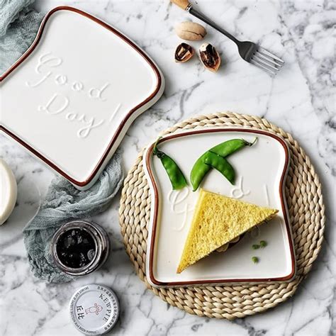 Buy White Ceramic Bread-Shaped Serving Plates - Perfect for Tea Time ...