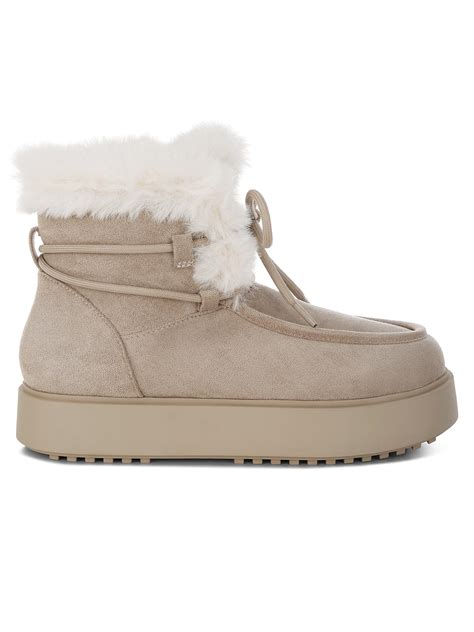 Buy London Rag Women Beige Faux Fur Collar Flatform Casual Boots Online