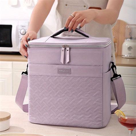 Large Capacity Insulated Lunch Bag with Crossbody Strap for Spring ...