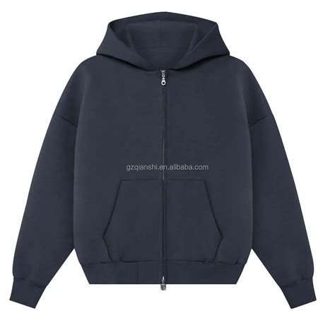 500 Gsm French Terry Hoodies Zip Ups 100% Cotton Heavyweight Black Double Zip Hoodie Oversized ...