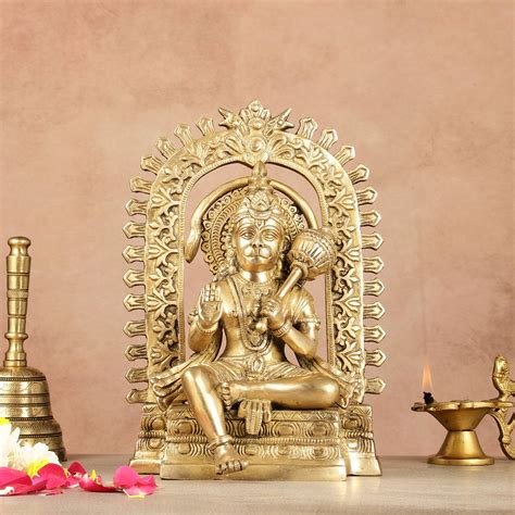 Lord Hanuman Brass Idol with Temple Frame - 11 – Budhshiv.com