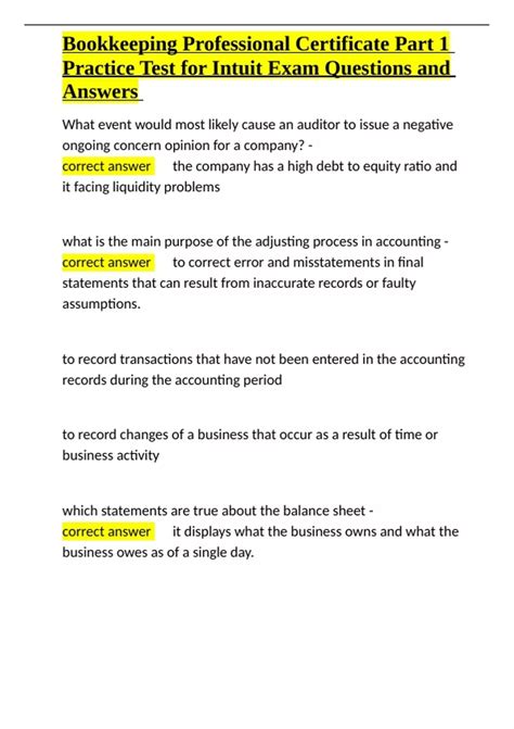 Image result for Bookkeeping Test Practice