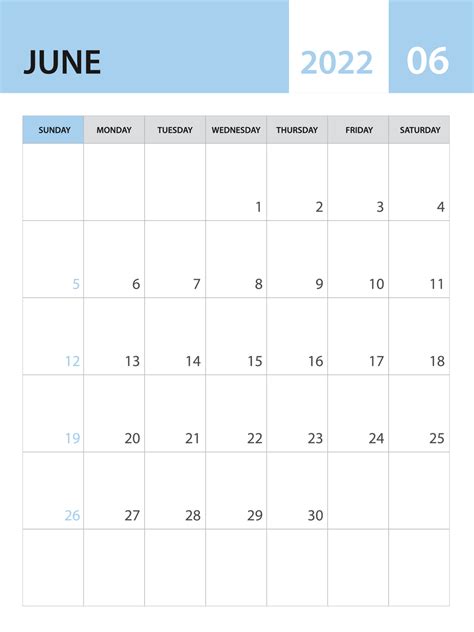 Simple June 2022 Calendars