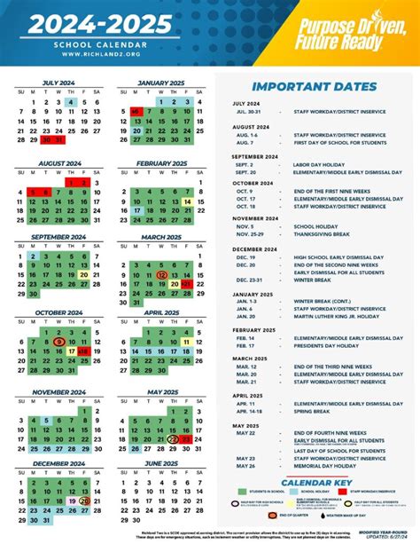 Richland School District 2 Calendar 2025-2026 in PDF - School Calendar Info