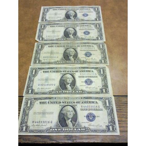 5-ASSORTED 1935 $1 SILVER CERTIFICATES