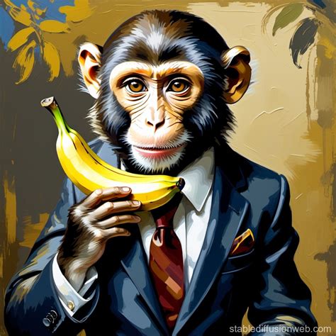 Renaissance Monkey with Banana | Stable Diffusion Online