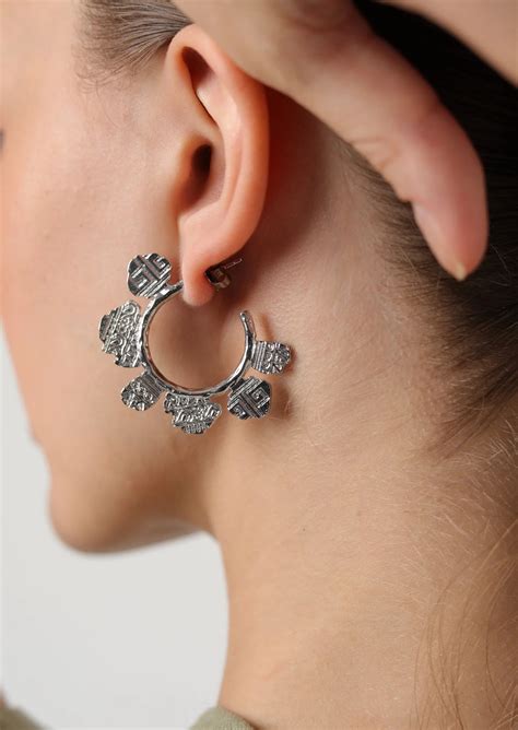 Silver Inscripted Midi Hoops – Merch & Ice