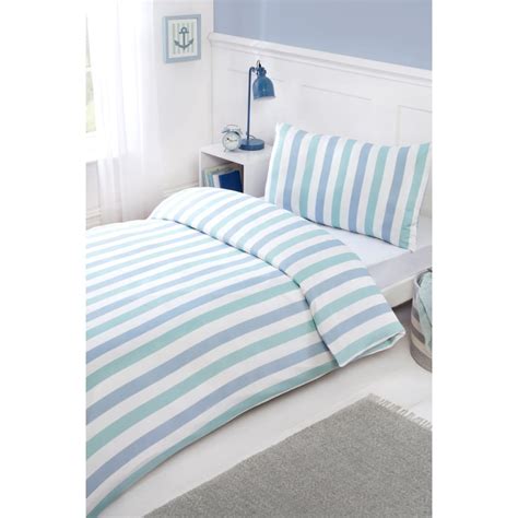 Simply Kids Striped Single Duvet Set - Blue & Green | Bedding | B&M