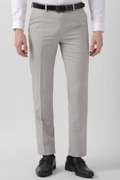 Buy Men Grey Check Slim Fit Formal Trousers Online - 923561 | Peter England