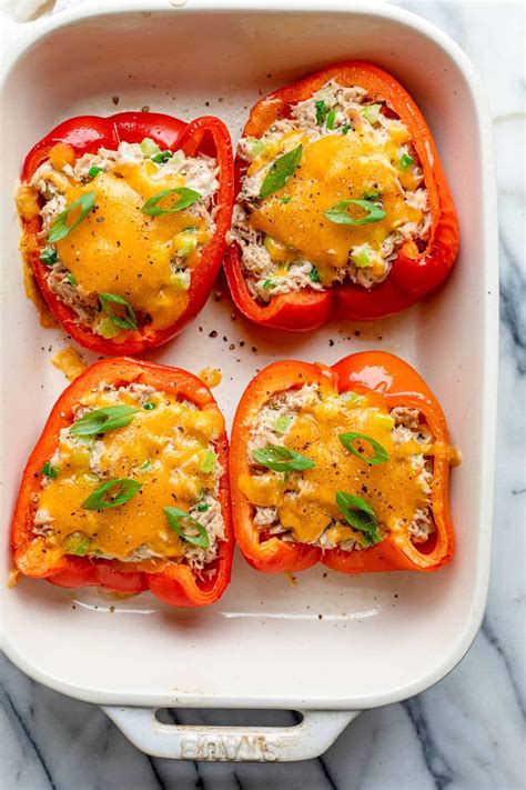 Tuna Melt Stuffed Bell Peppers | FeelGoodFoodie