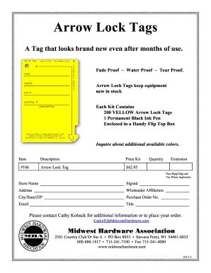 Arrow Lock Tags - Fill Online, Printable, Fillable, Blank | pdfFiller
