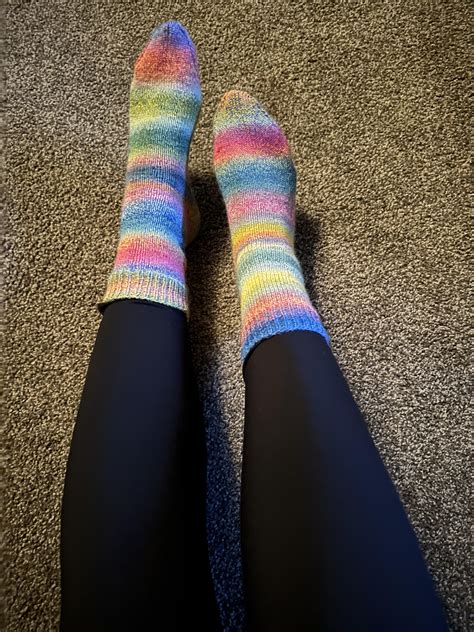First pair of socks!! Crazy sock lady vanilla pattern. Finished the ...