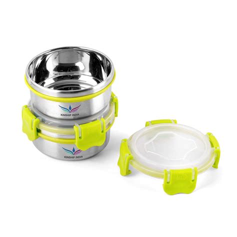 Stainless Steel Smart Lock Tiffin, 2 Containers (300 ml, 1L)
