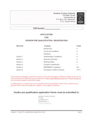 Fillable Online Vendor pre-qualification application forms must be ...