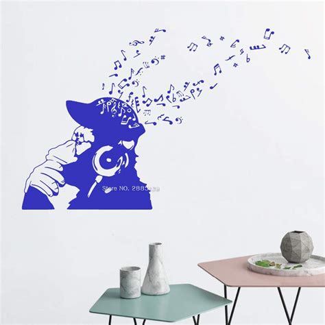 Buy Gadgets Wrap Monkey Chimp Listen to Music Vinyl Wall Sticker Cute ...