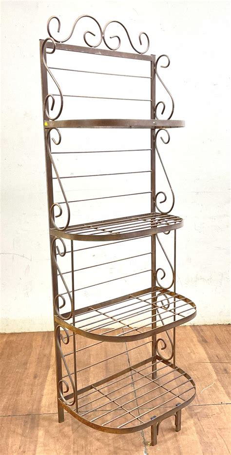 Lot - Vintage Traditional Style Rustic Iron Bakers Rack