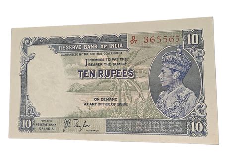 ₹10 King George VI Note | J.B. Taylor Signature | British India