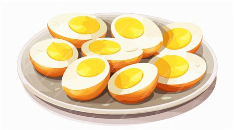 Deliciosos huevos hervidos en el plato Ilustración de dibujos animados vectoriales | Vector ...