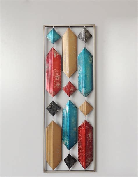Multi color long Hexagon Metal Wall Decor with Frame 13"x36" – ArtyCraftz
