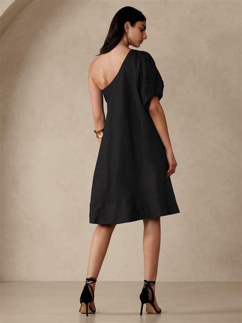 Odile One-Shoulder Linen Dress | Banana Republic