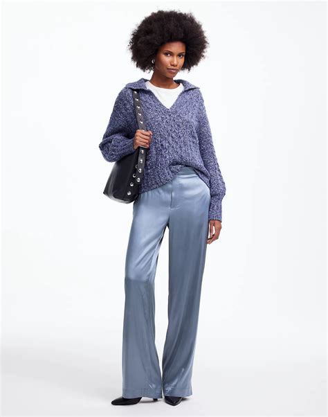 Pull-On Straight Pants in Stretch Satin | Madewell