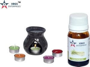 XBGS ENTERPRISES Color Ceramic aroma oil burner with 15ml Lemongrass ...