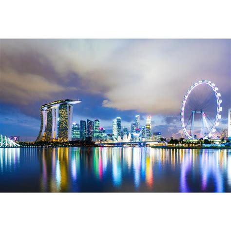 Pitaara Box Singapore Skyline At Night | Unframed Canvas Painting for ...