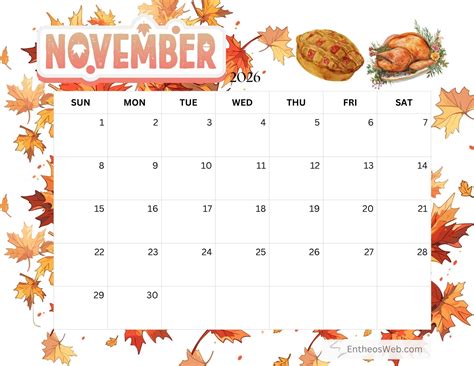 Printable 2026 Monthly Calendar » EntheosWeb