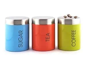 Buy ATROCK Stainless Steel Colorful Tea, Sugar & Coffee Matt Canister ...