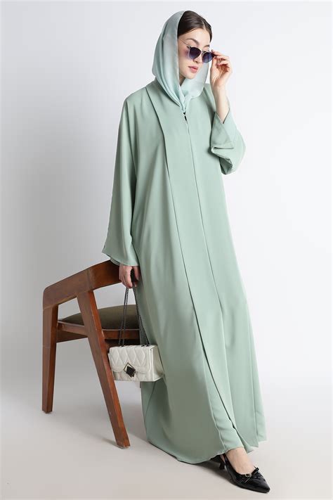 Sea Green Kimono Abaya – Premium Korean Nida – EMAARIABAYAS