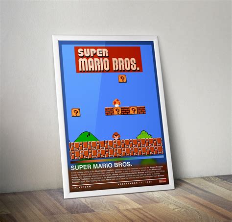 Super Mario Bros Poster | Super Mario Print | Gaming Poster | 4 Colors ...
