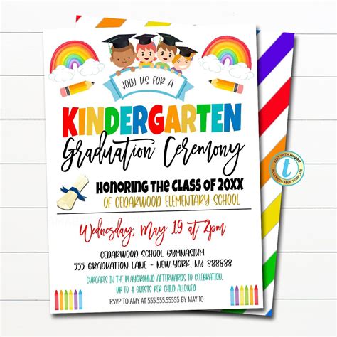 Editable Graduation Invitation Printable Kindergarten Preschool Pre K ...