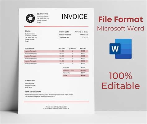 Invoice Sample Word 的图像结果