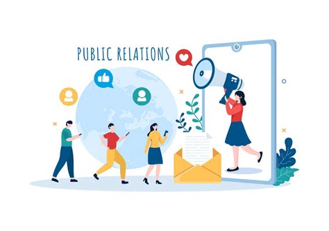 Public Relations Template Hand Drawn Cartoon Flat Illustration with ...