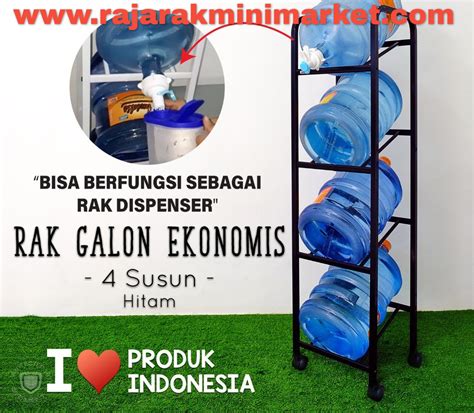 RAK GALON 4 SUSUN WARNA HITAM & PUTIH | Rak Galon Aqua Air Minum ...