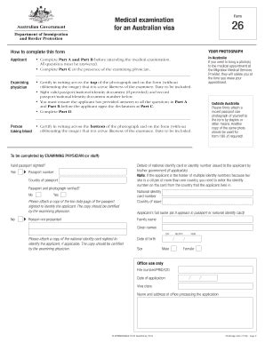 Fillable Online 26 - Medical examination for an Australian visa. 26 ...