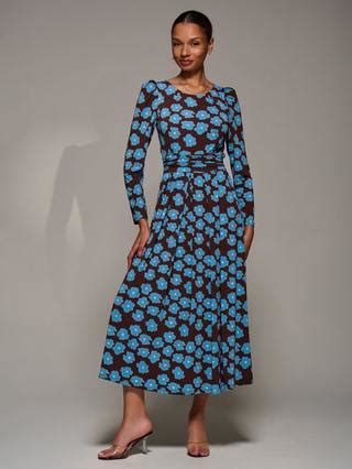Jolie Moi Jersey Puff Sleeve Dress, Blue Floral