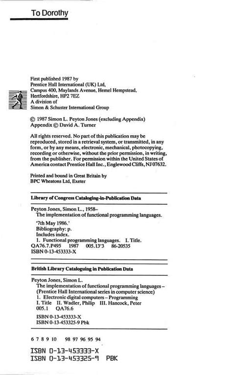 The Implementation of Functional Programming Languages