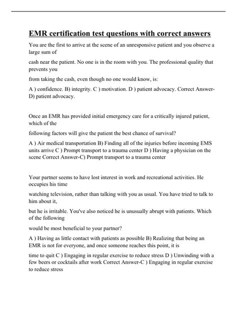 Image result for EMR Practice Questions