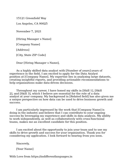 2 Examples of Data Analyst Cover Letter Examples