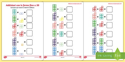 Addizioni con le forme fino a 20 Attività